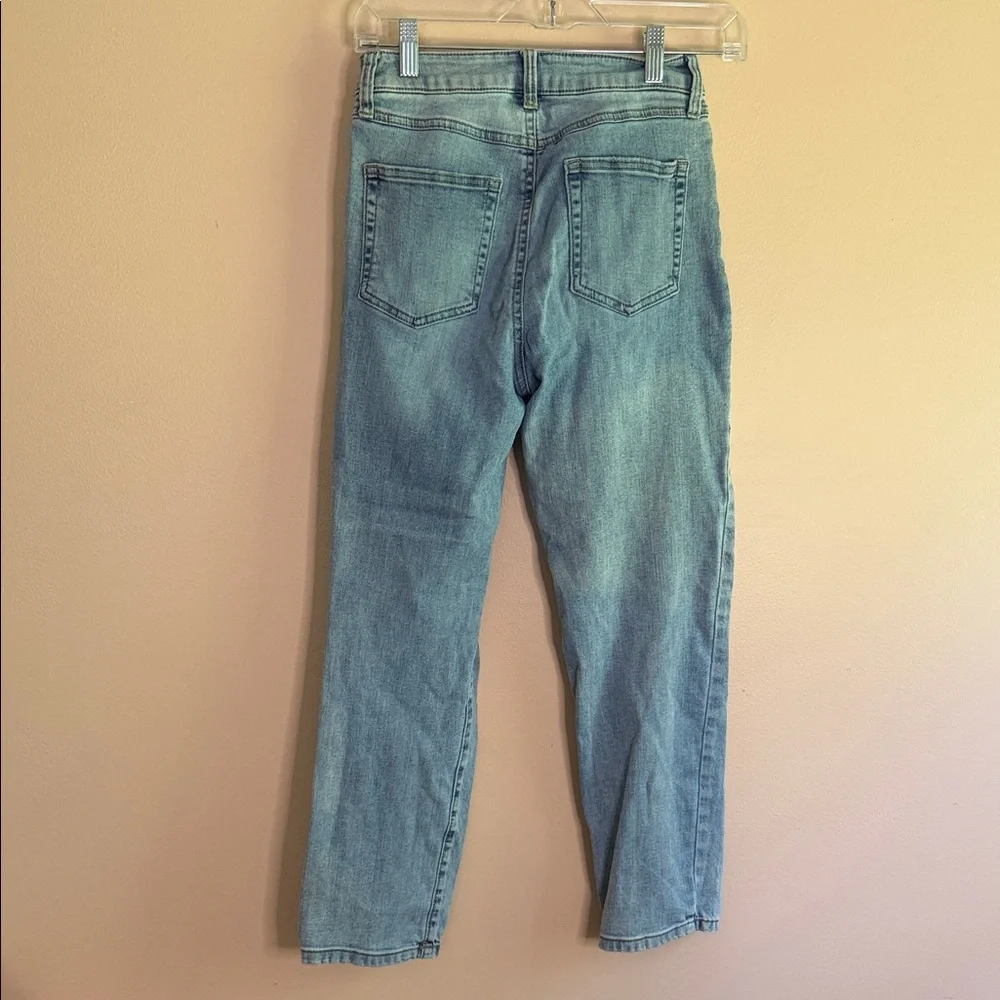 Rewash Straight Leg Distressed Light Blue Jeans